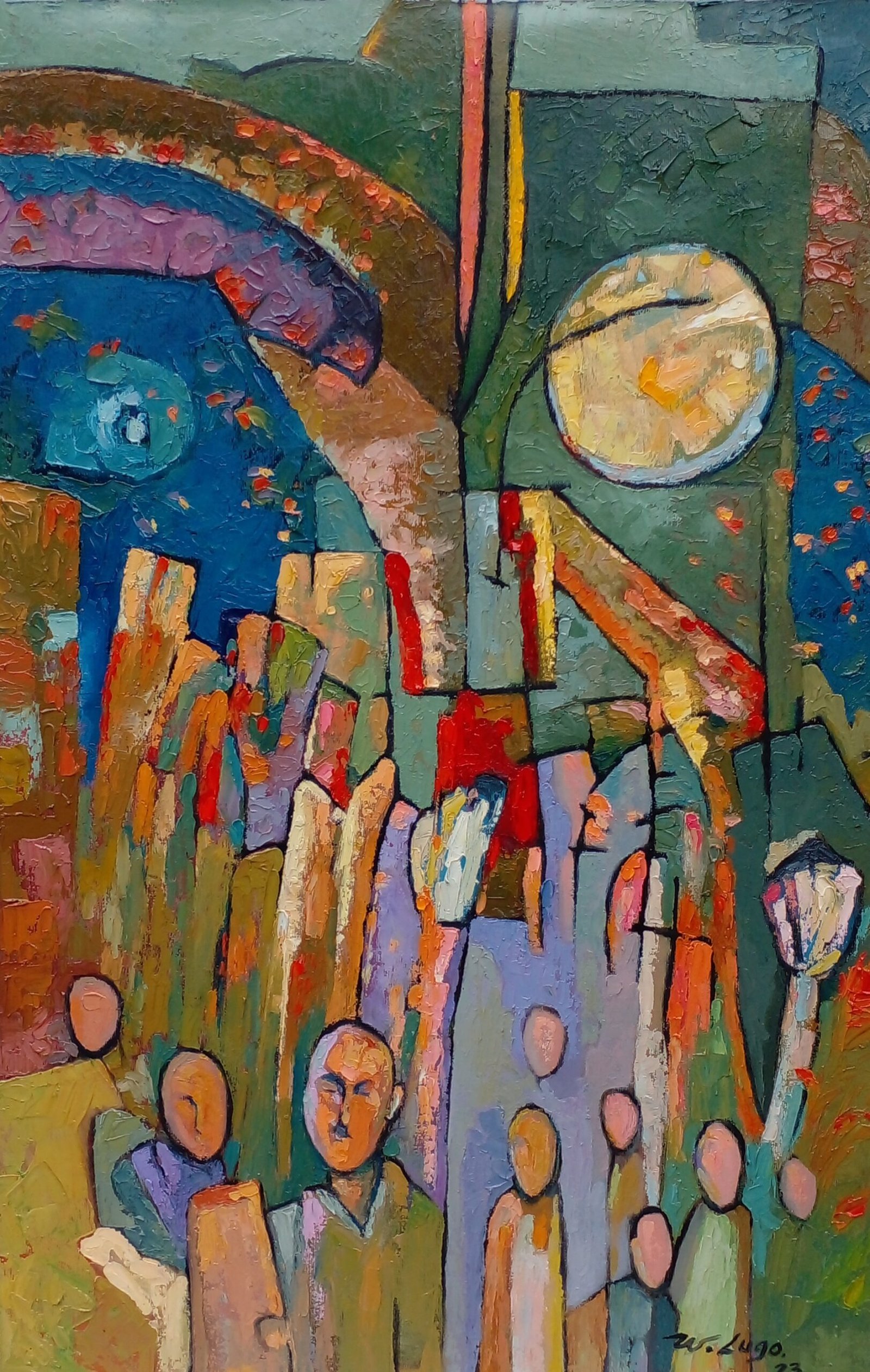 Procesión nocturna, óleo sobre tela de Wilmer Lugo